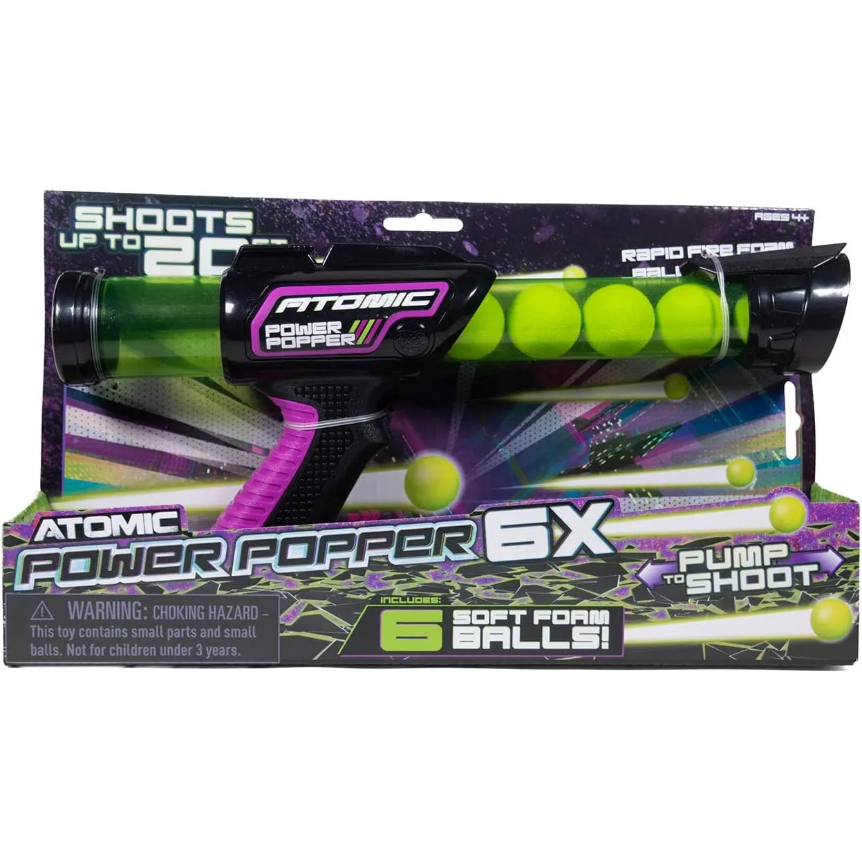 Hog Wild Atomic Power Popper 6X - Rapid Fire Foam Ball Blaster