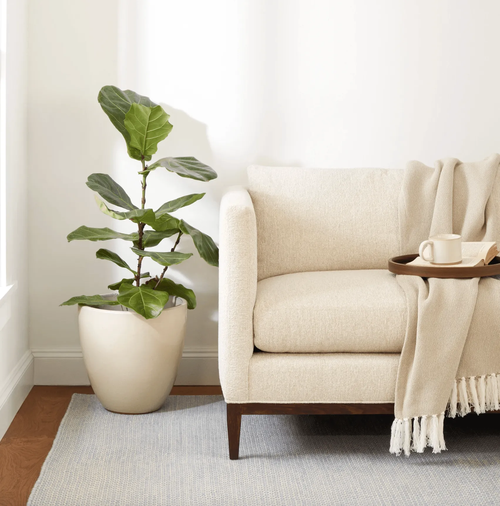 Honeycomb Woven Wool Rug - Soft French Blue & Ivory
