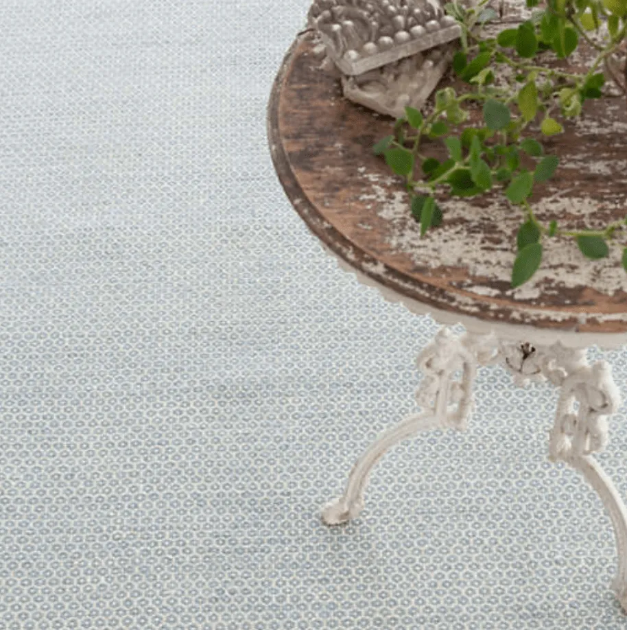 Honeycomb Woven Wool Rug - Soft French Blue & Ivory