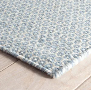 Honeycomb Woven Wool Rug - Soft French Blue & Ivory