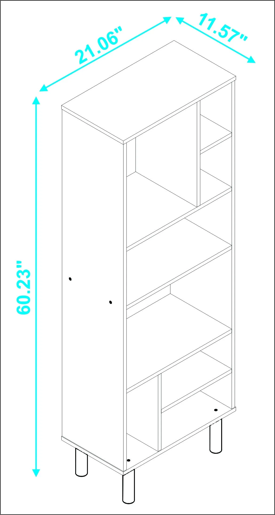 Iko 60" White Modern Abstract Open Shelving Unit