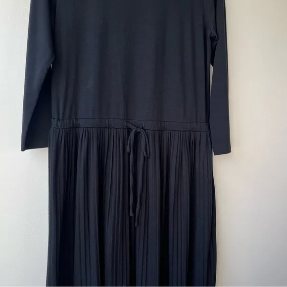 J.Jill Women's SMALL Black Pleated Dress w/ Drawstring Waist
