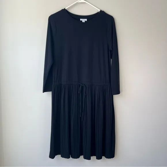 J.Jill Women's SMALL Black Pleated Dress w/ Drawstring Waist