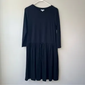 J.Jill Women's SMALL Black Pleated Dress w/ Drawstring Waist