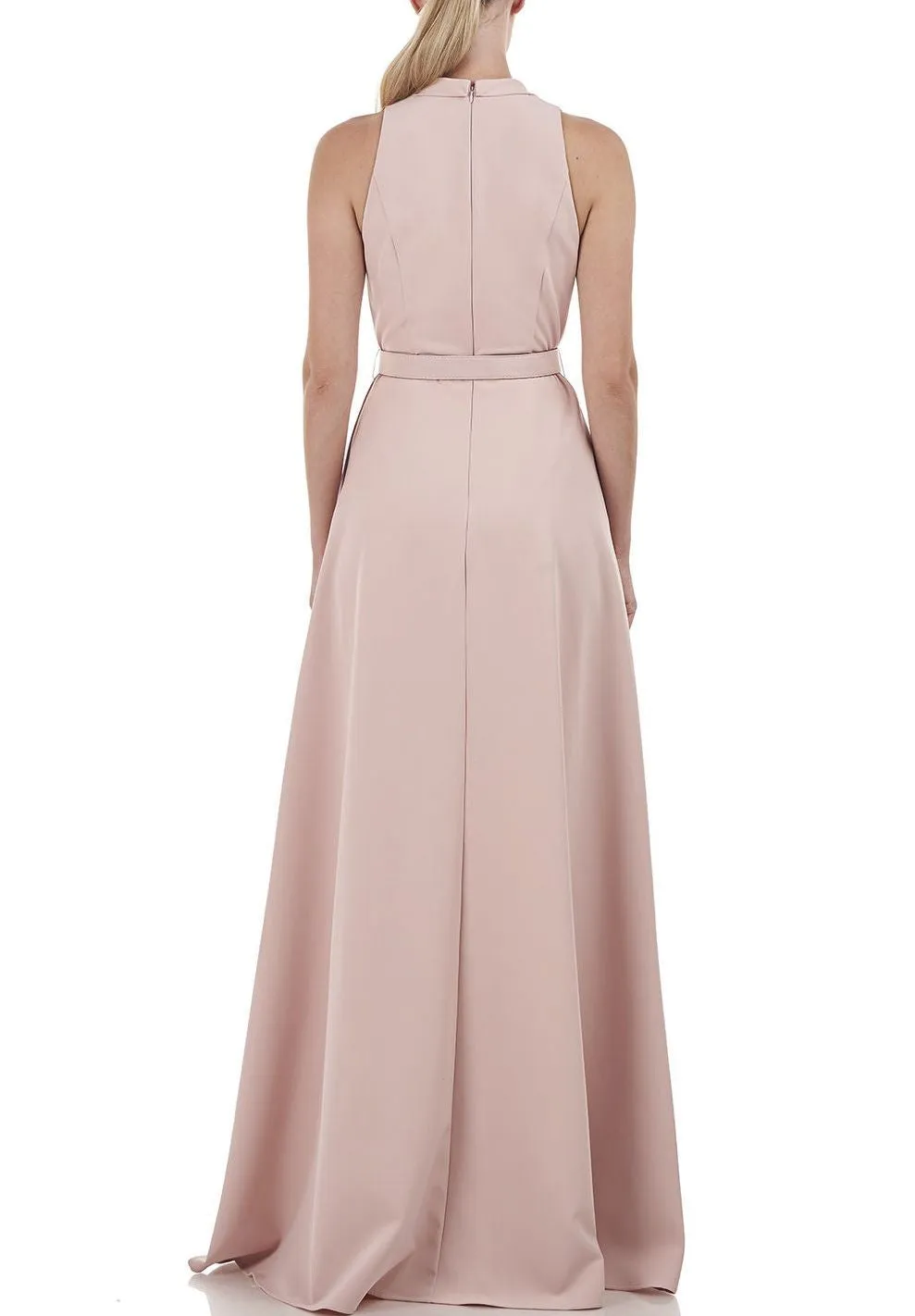Kay Unger 5549274 V-neck Sleeveless Zipper Back Tapered Leg Belted Stretch