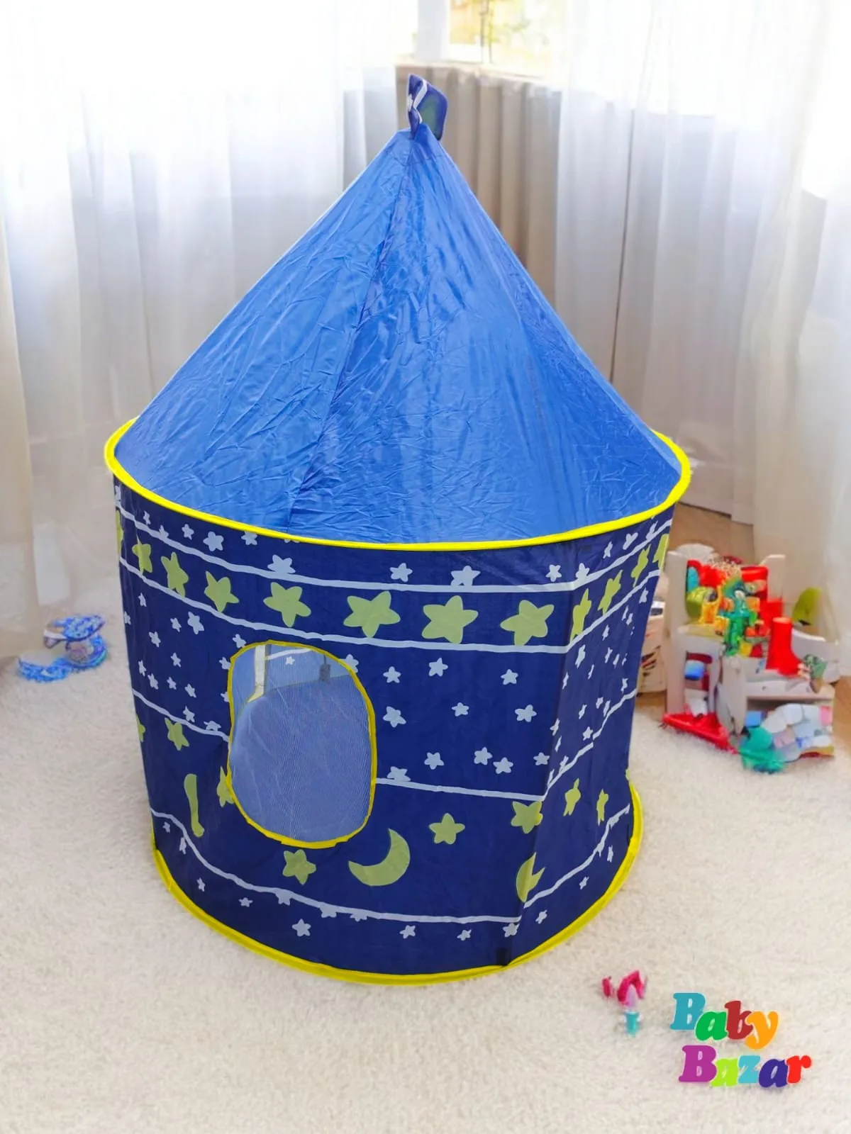 Kids Play Tent Indoor Pop Up Castle with Moon & Stars Design