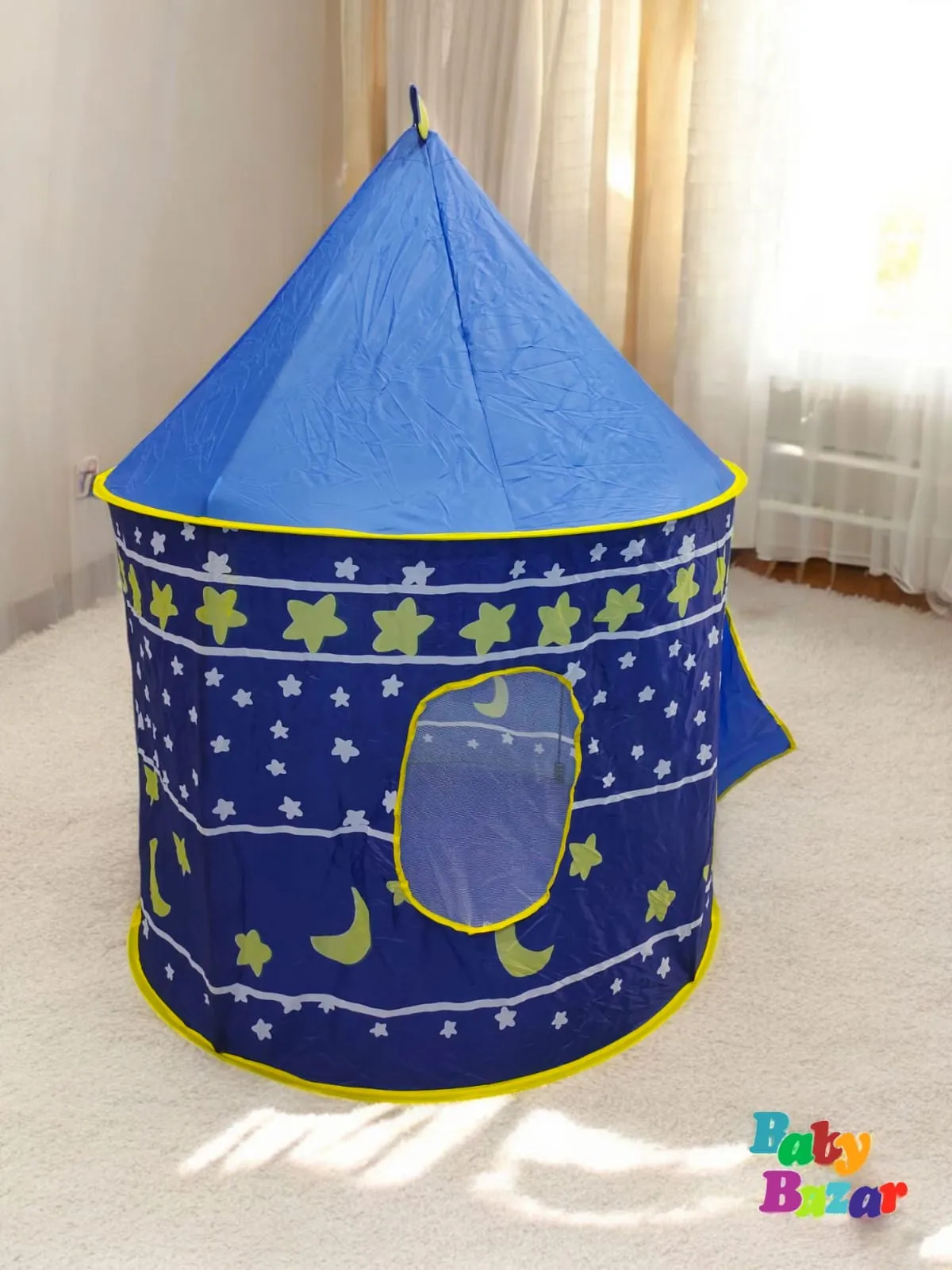 Kids Play Tent Indoor Pop Up Castle with Moon & Stars Design