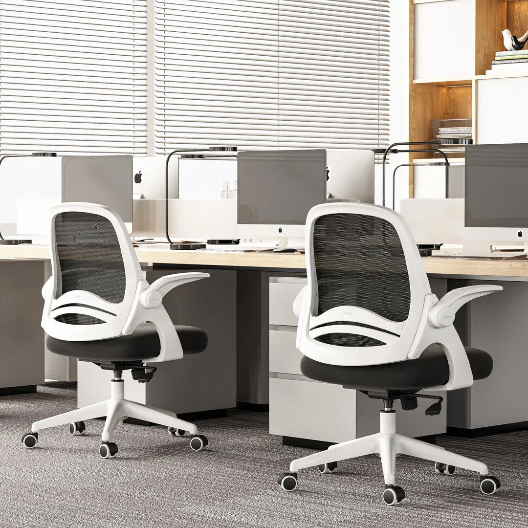 Kirouac Office Chair for Home and Office and Comfy Mesh Desk Chair with Wheels Inbox Zero Frame Color: White, Upholstery Color: Black