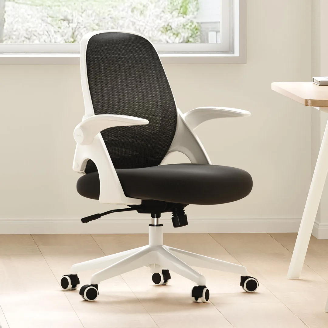 Kirouac Office Chair for Home and Office and Comfy Mesh Desk Chair with Wheels Inbox Zero Frame Color: White, Upholstery Color: Black