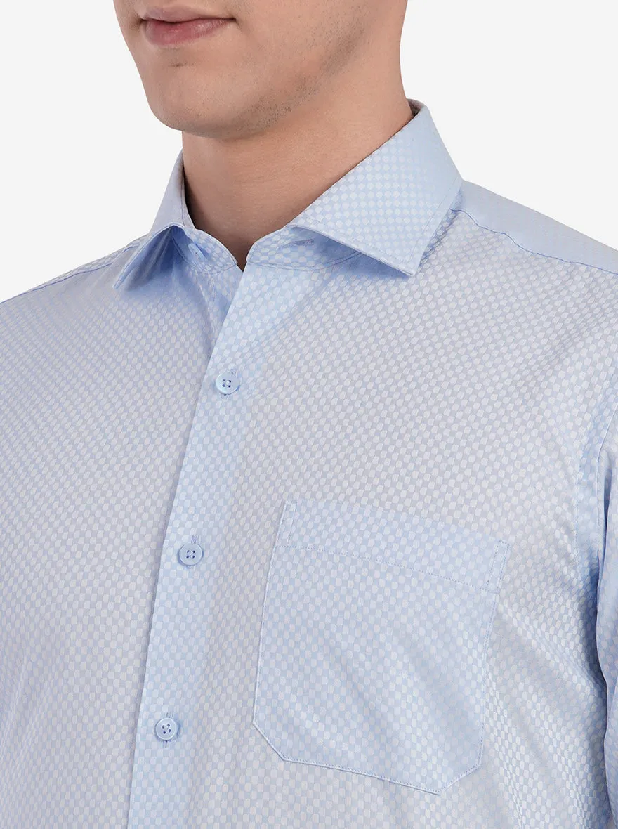 Light Blue Dobby Slim Fit Formal Shirt | Metal
