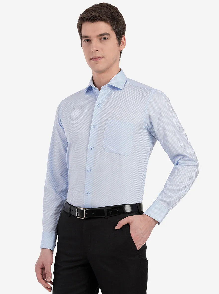 Light Blue Dobby Slim Fit Formal Shirt | Metal