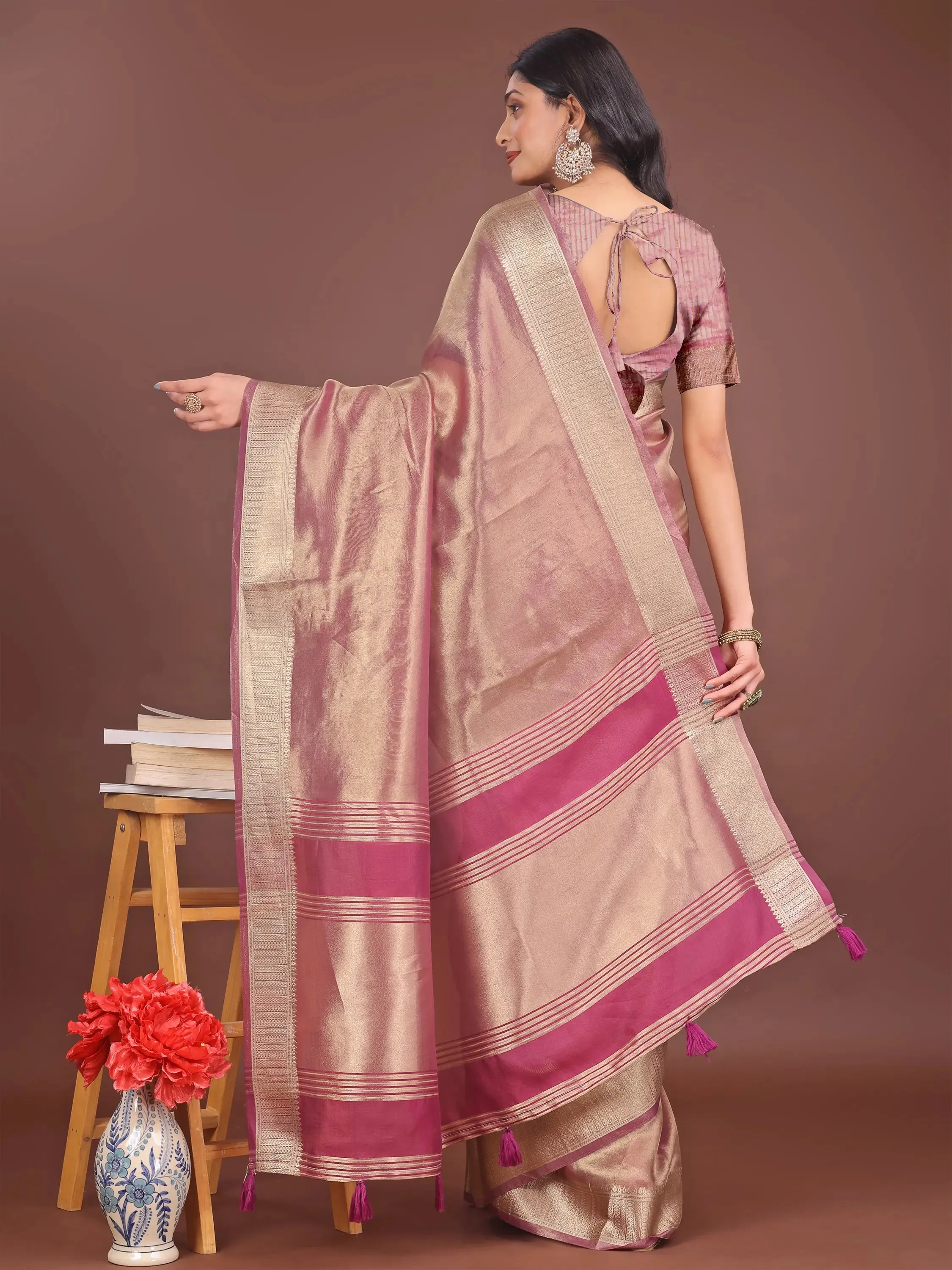 Light Pink Organza Saree