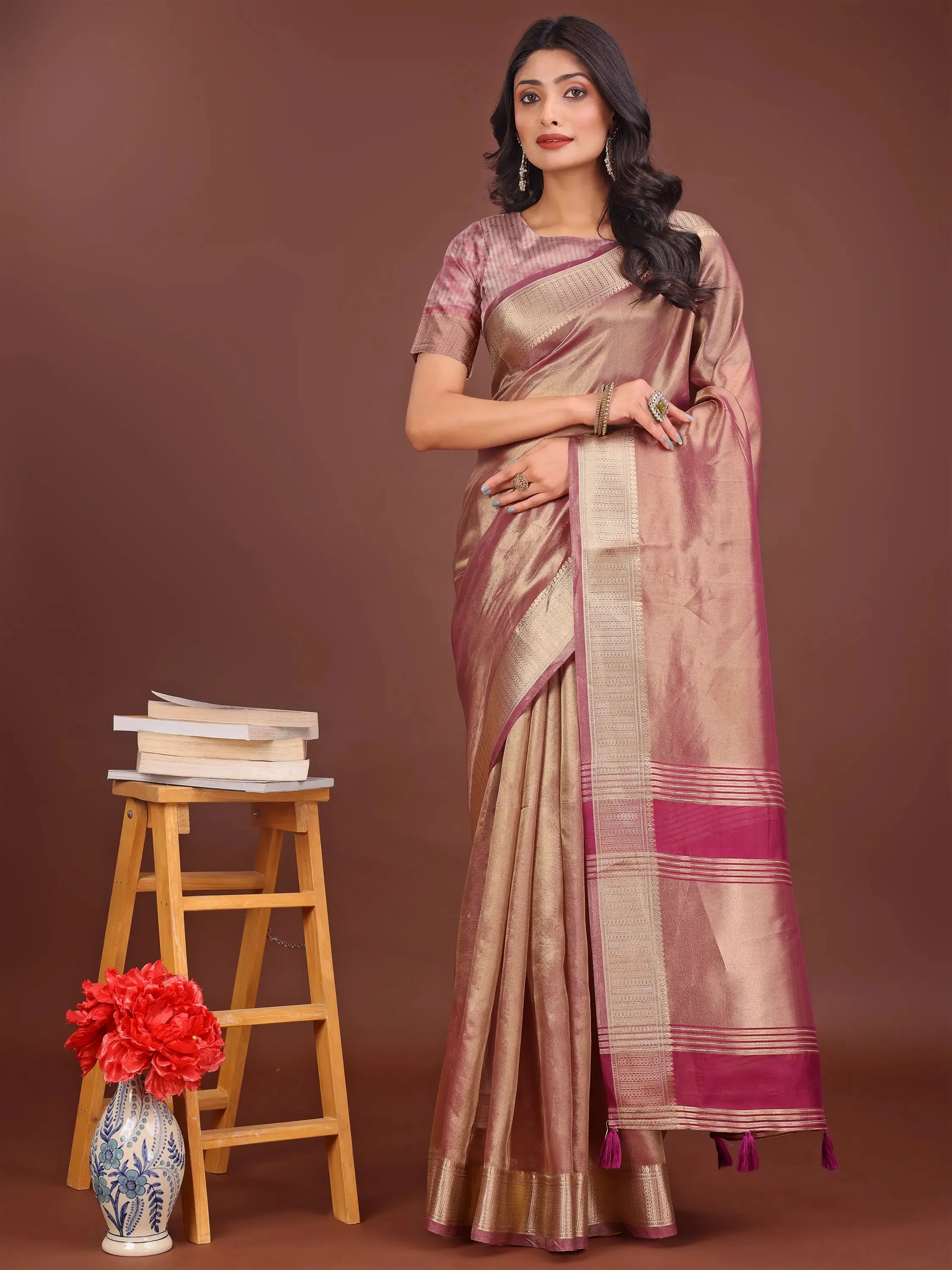 Light Pink Organza Saree