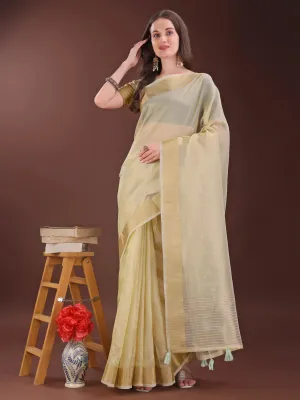 Light Yellow Organza Saree