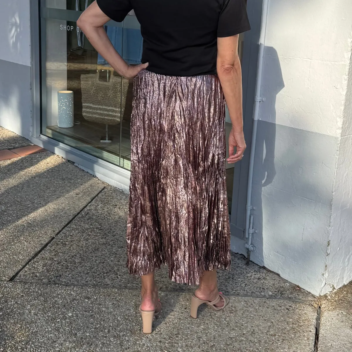 Lilian Pleat Skirt (Pink Shimmer)