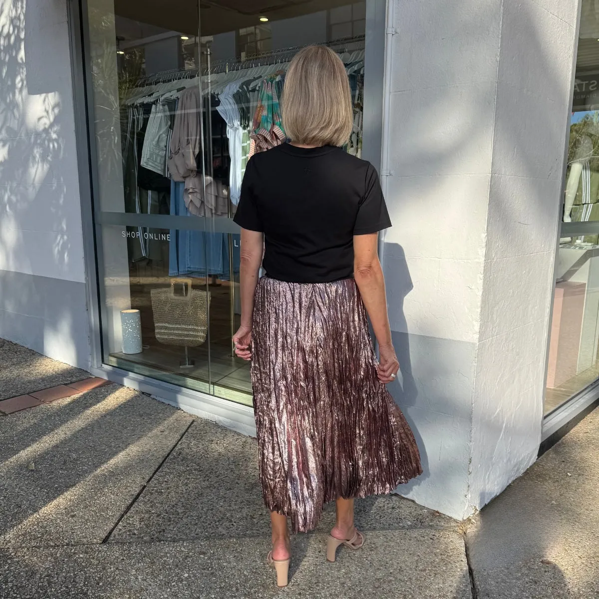 Lilian Pleat Skirt (Pink Shimmer)