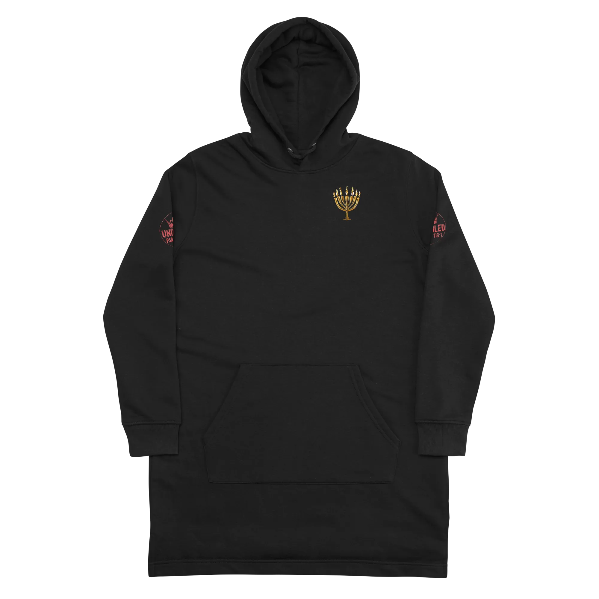 Long Hoodie Menorah Undefiled Hebrew by Blood