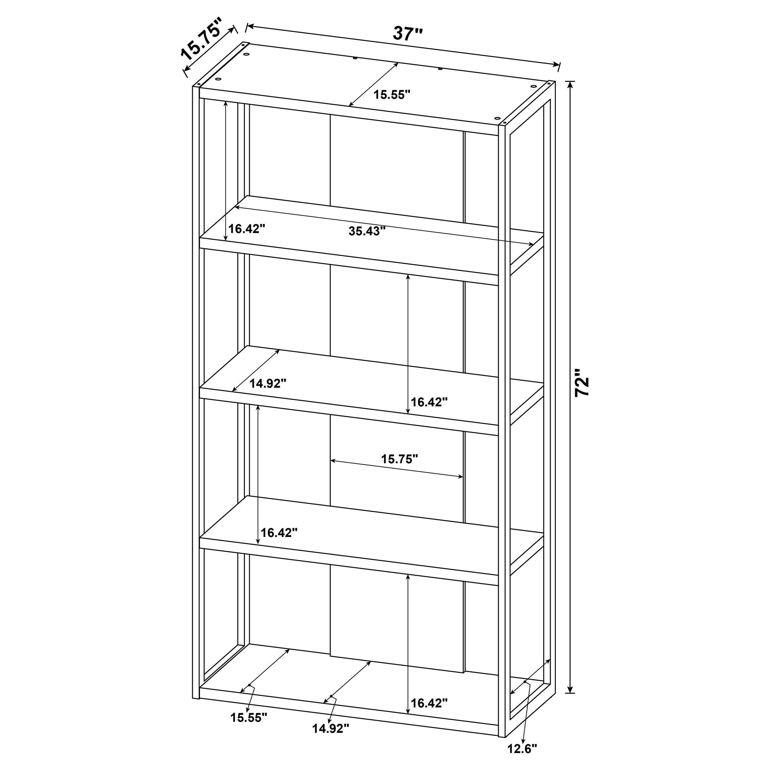 Loomis 72-inch 4-shelf Bookshelf Whitewashed Grey