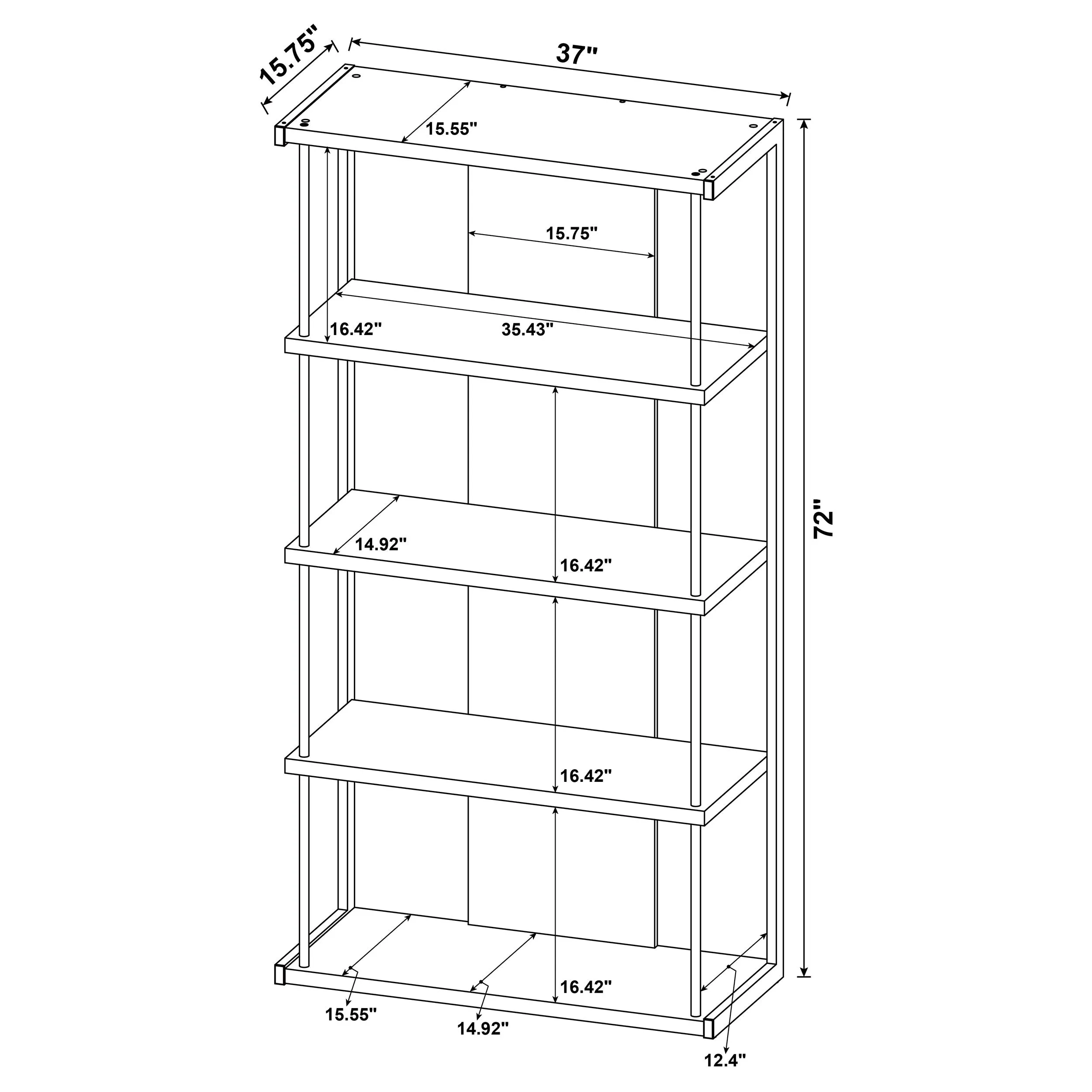 Loomis 72-inch 4-shelf Bookshelf Whitewashed Grey