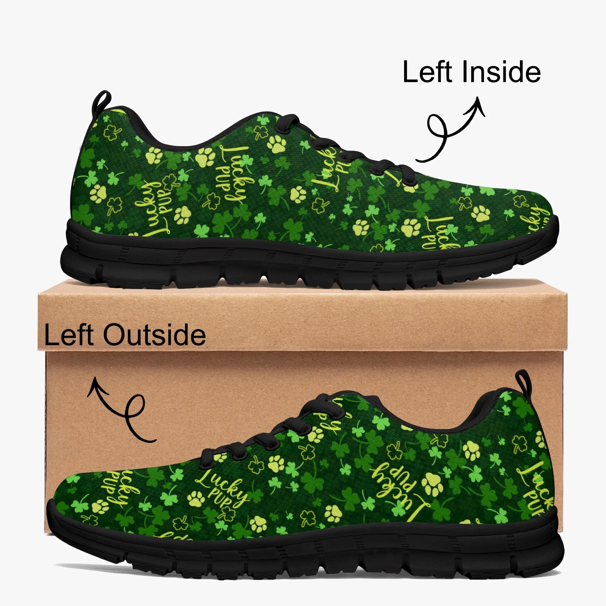 Lucky Pup Sneakers for Men Women, Running Shoes For Dog Lovers, St Patrick's Day Gifts