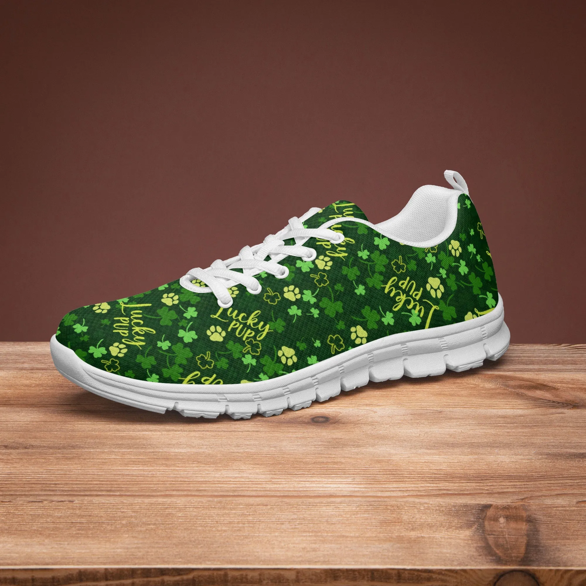 Lucky Pup Sneakers for Men Women, Running Shoes For Dog Lovers, St Patrick's Day Gifts