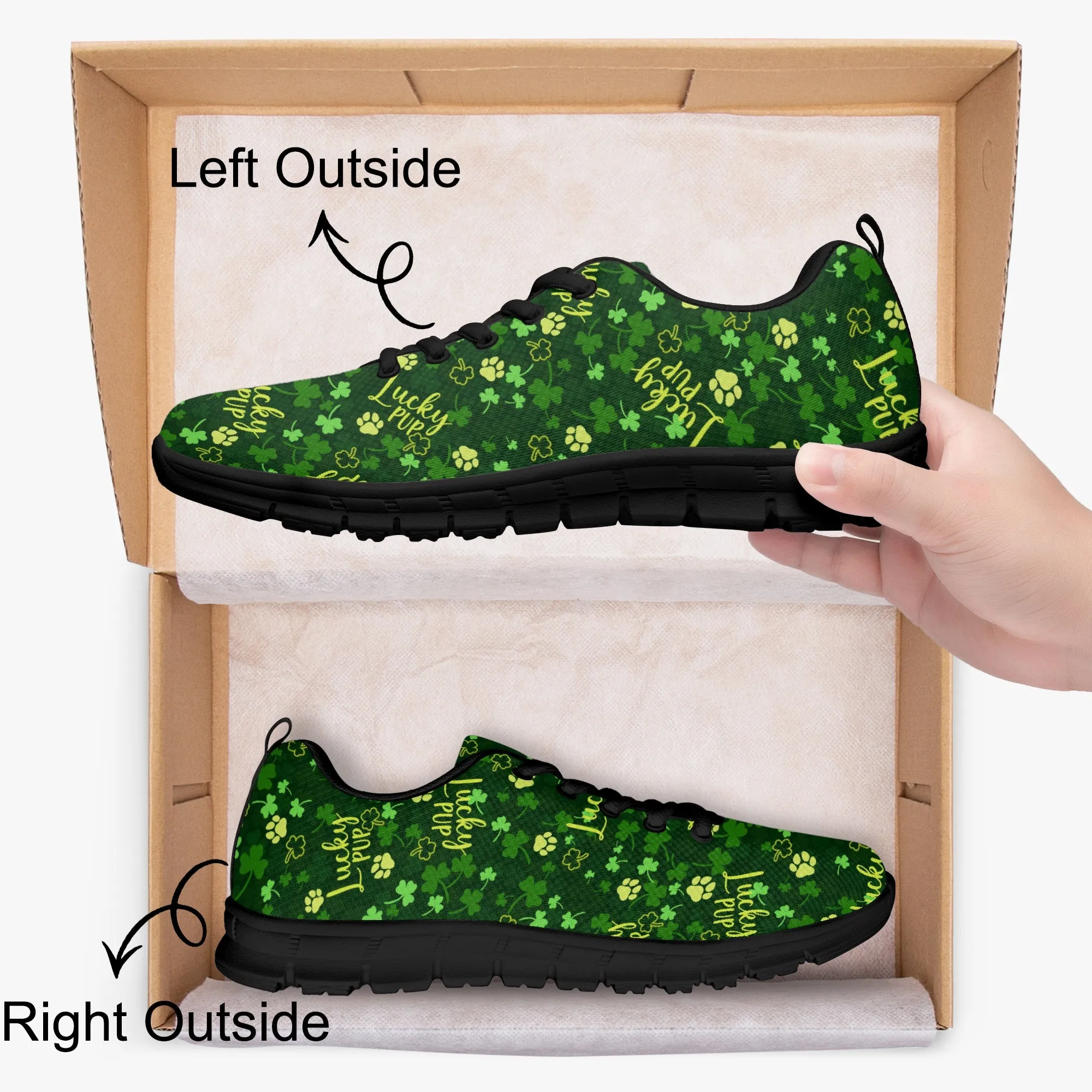 Lucky Pup Sneakers for Men Women, Running Shoes For Dog Lovers, St Patrick's Day Gifts