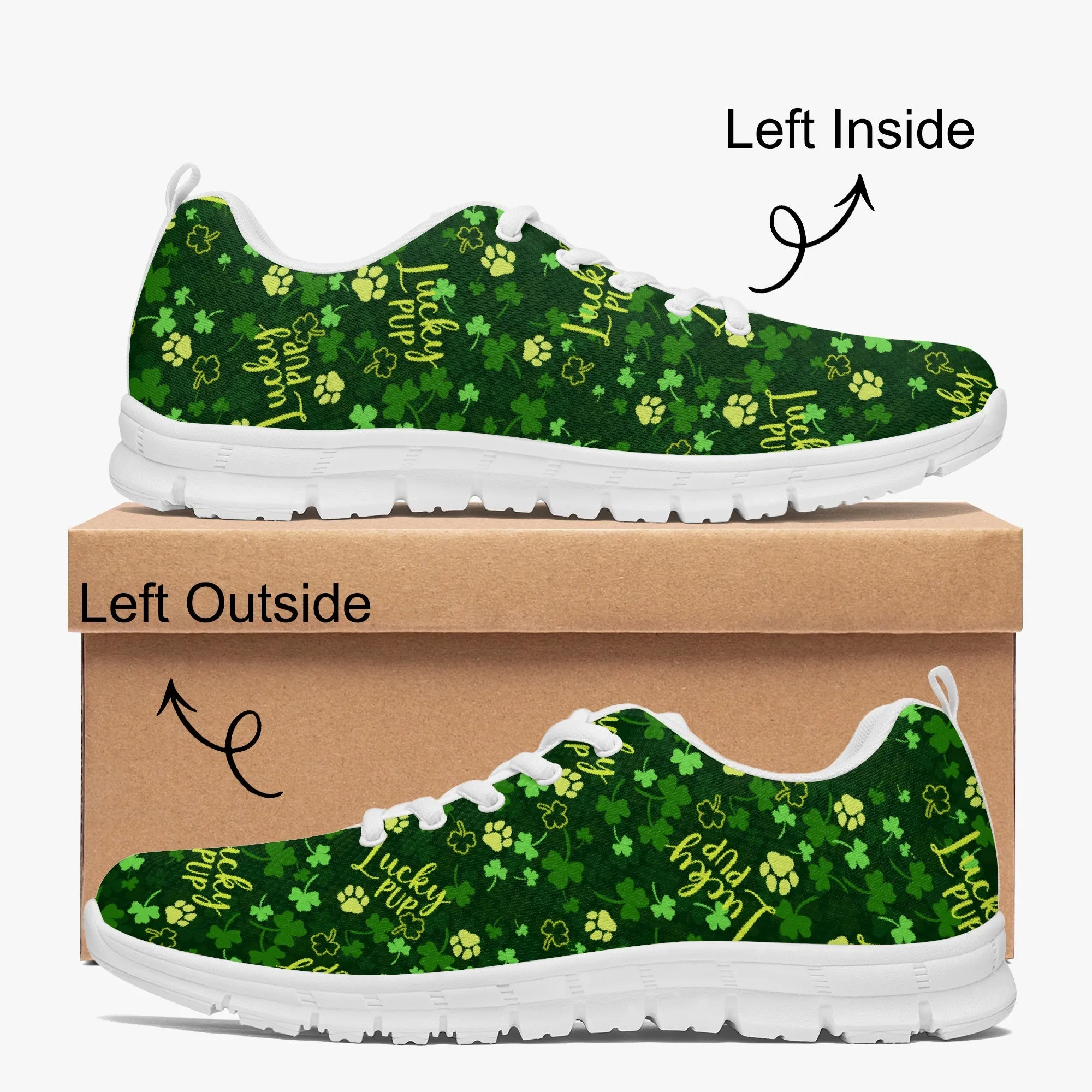 Lucky Pup Sneakers for Men Women, Running Shoes For Dog Lovers, St Patrick's Day Gifts