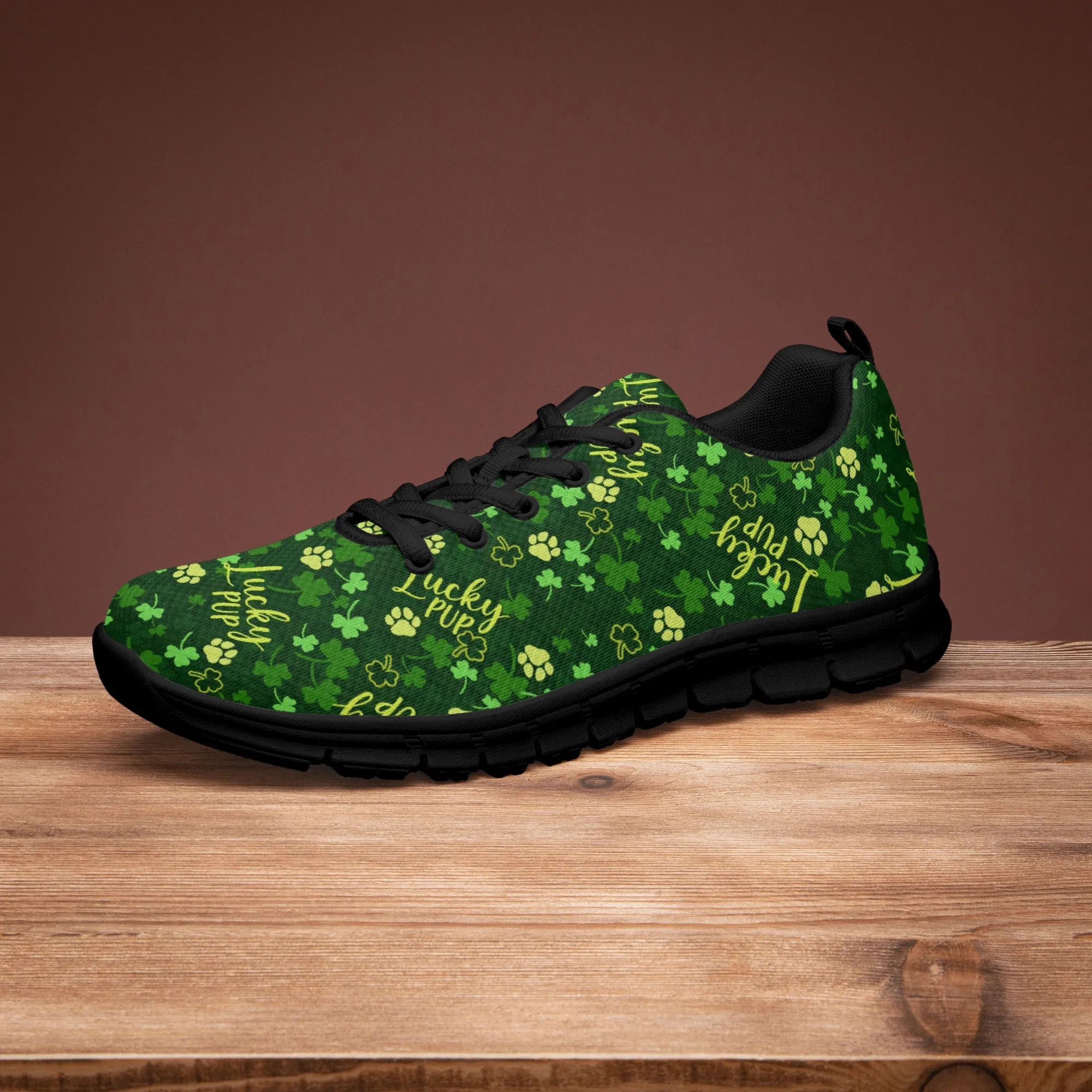 Lucky Pup Sneakers for Men Women, Running Shoes For Dog Lovers, St Patrick's Day Gifts