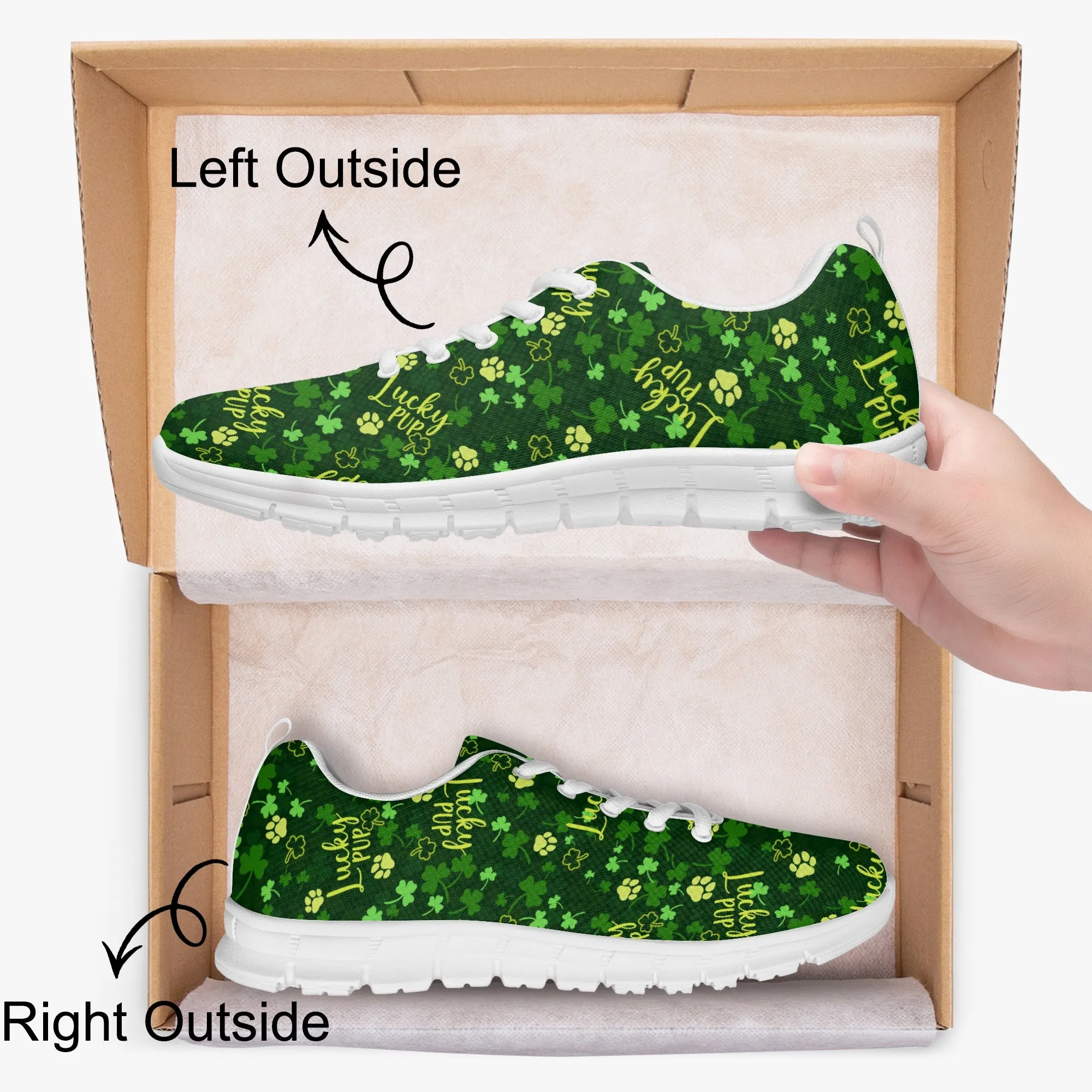 Lucky Pup Sneakers for Men Women, Running Shoes For Dog Lovers, St Patrick's Day Gifts