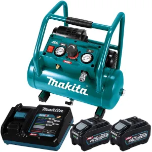Makita Air Compressor XGT 40V Max Brushless Cordless 2 x 5Ah Batteries Rapid Charger AC001GT201