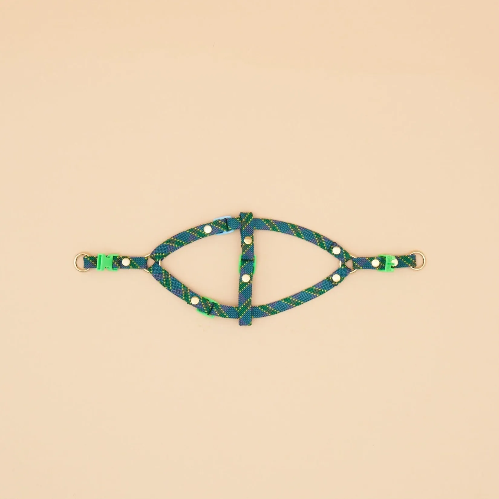 Marley Flat Rope Harness - Tartan Green
