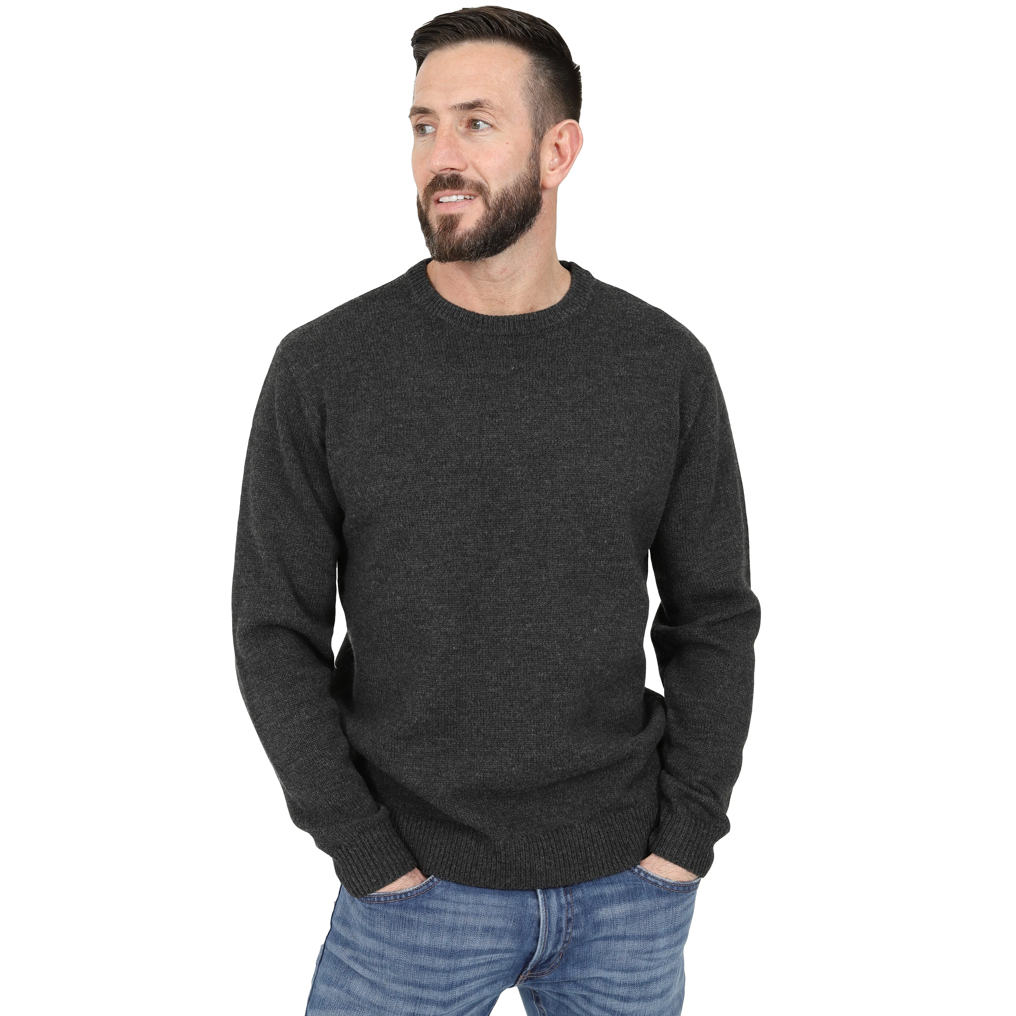 Men's Premium Knitted Crew Neck Jumper - Charcoal