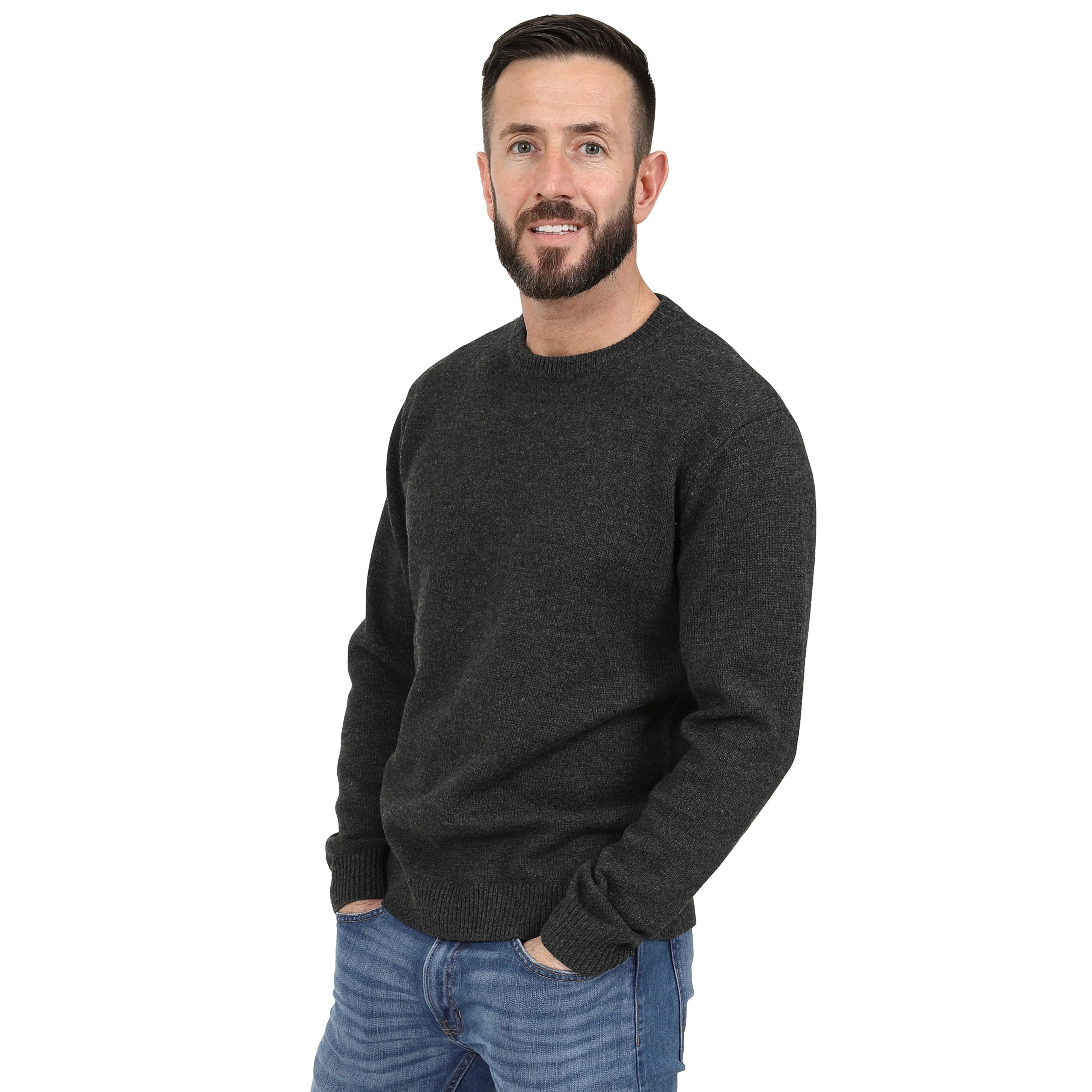Men's Premium Knitted Crew Neck Jumper - Charcoal