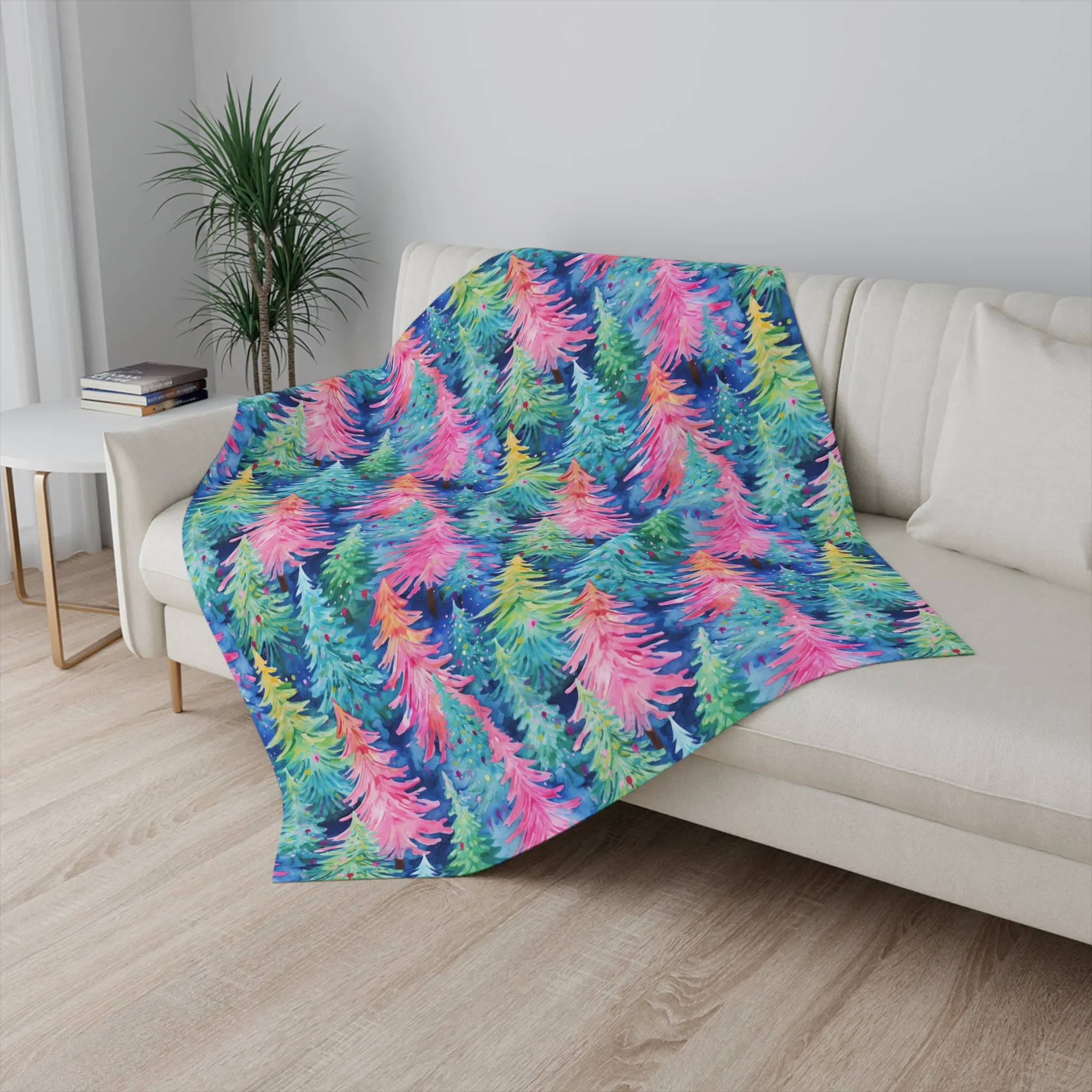 Merry & Bright Trees Sherpa Blanket