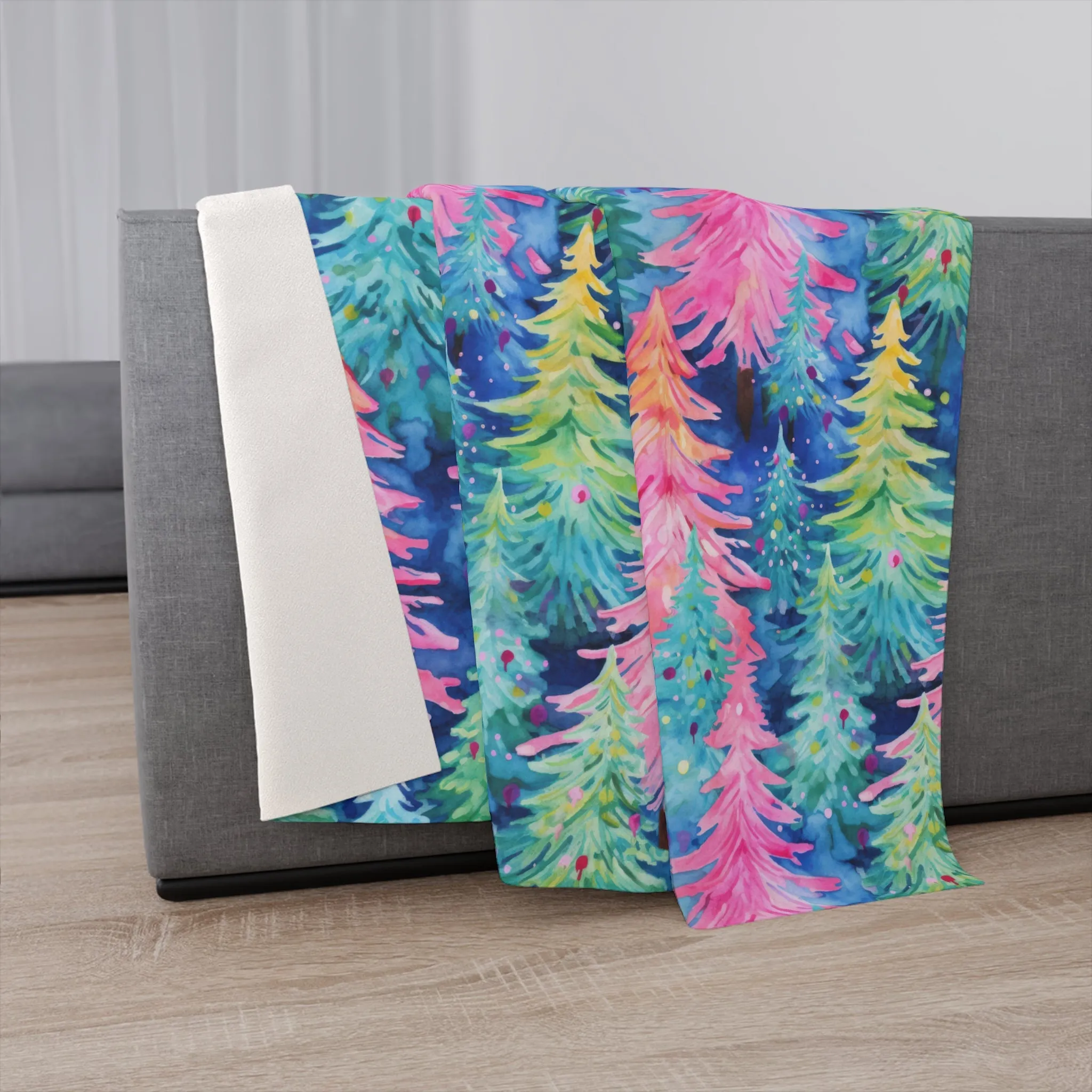 Merry & Bright Trees Sherpa Blanket