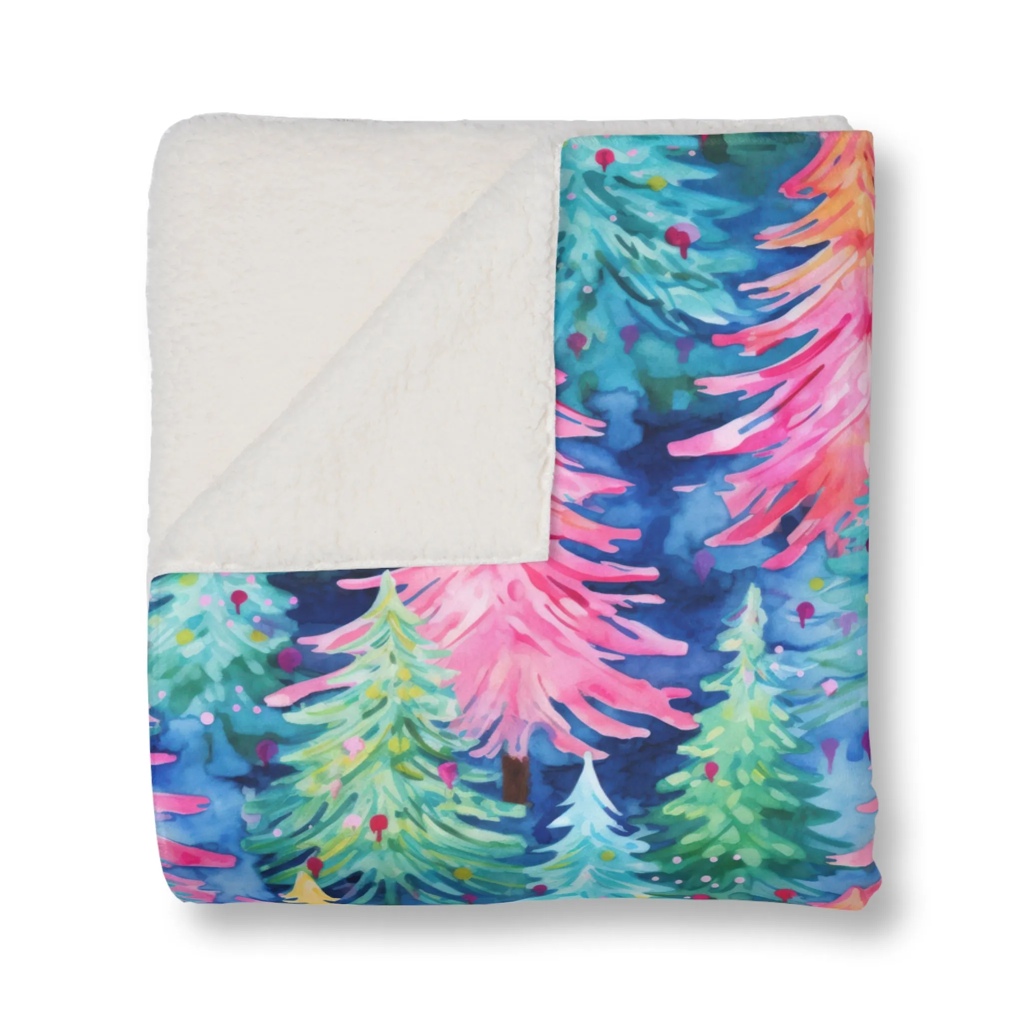 Merry & Bright Trees Sherpa Blanket