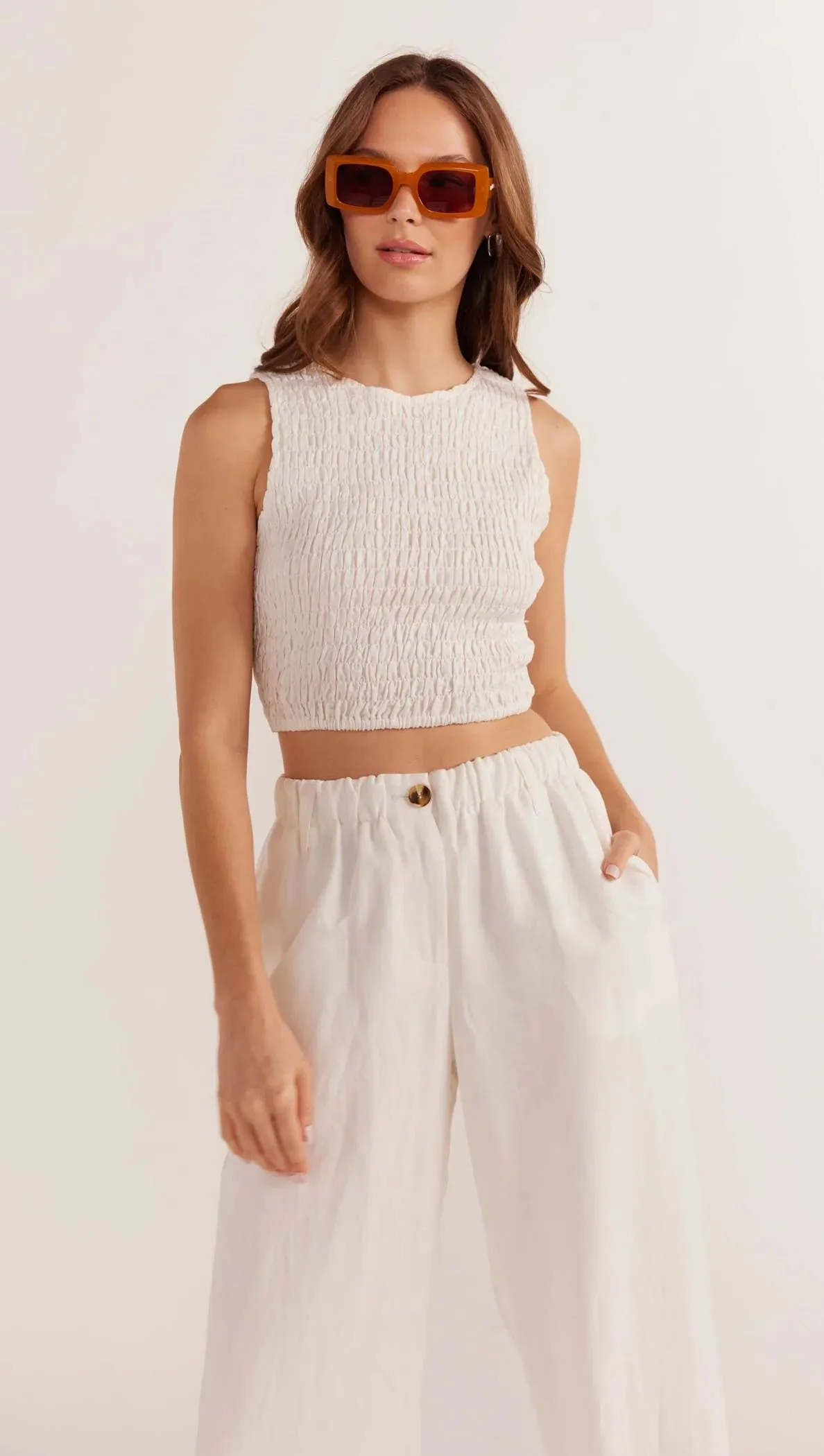 MinkPink Nerida Straight Leg Pant - Ivory