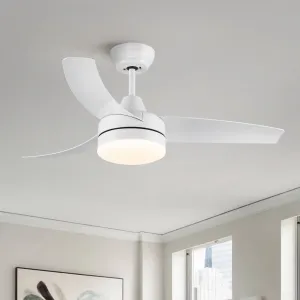 Misty Valley 42in. Integrated LED Modern White Ceiling Fan with Light, Silent Remote Control Ceiling Fan