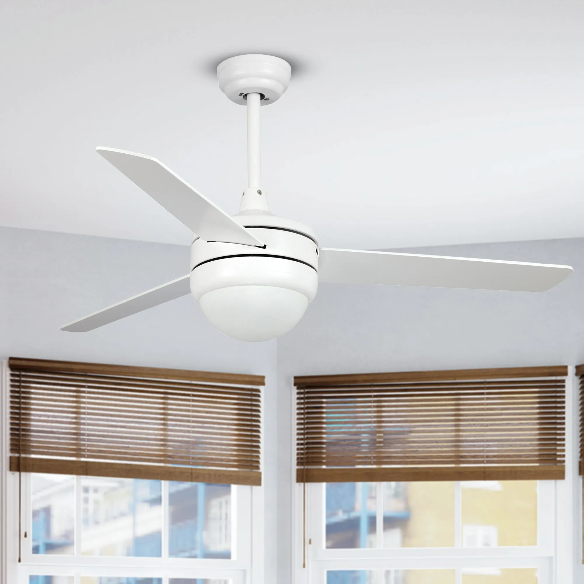 Misty Valley 50in. Modern White Ceiling Fan with Light, Remote Control Quiet Reversible Motor Ceiling Fan For Patio Living Room,