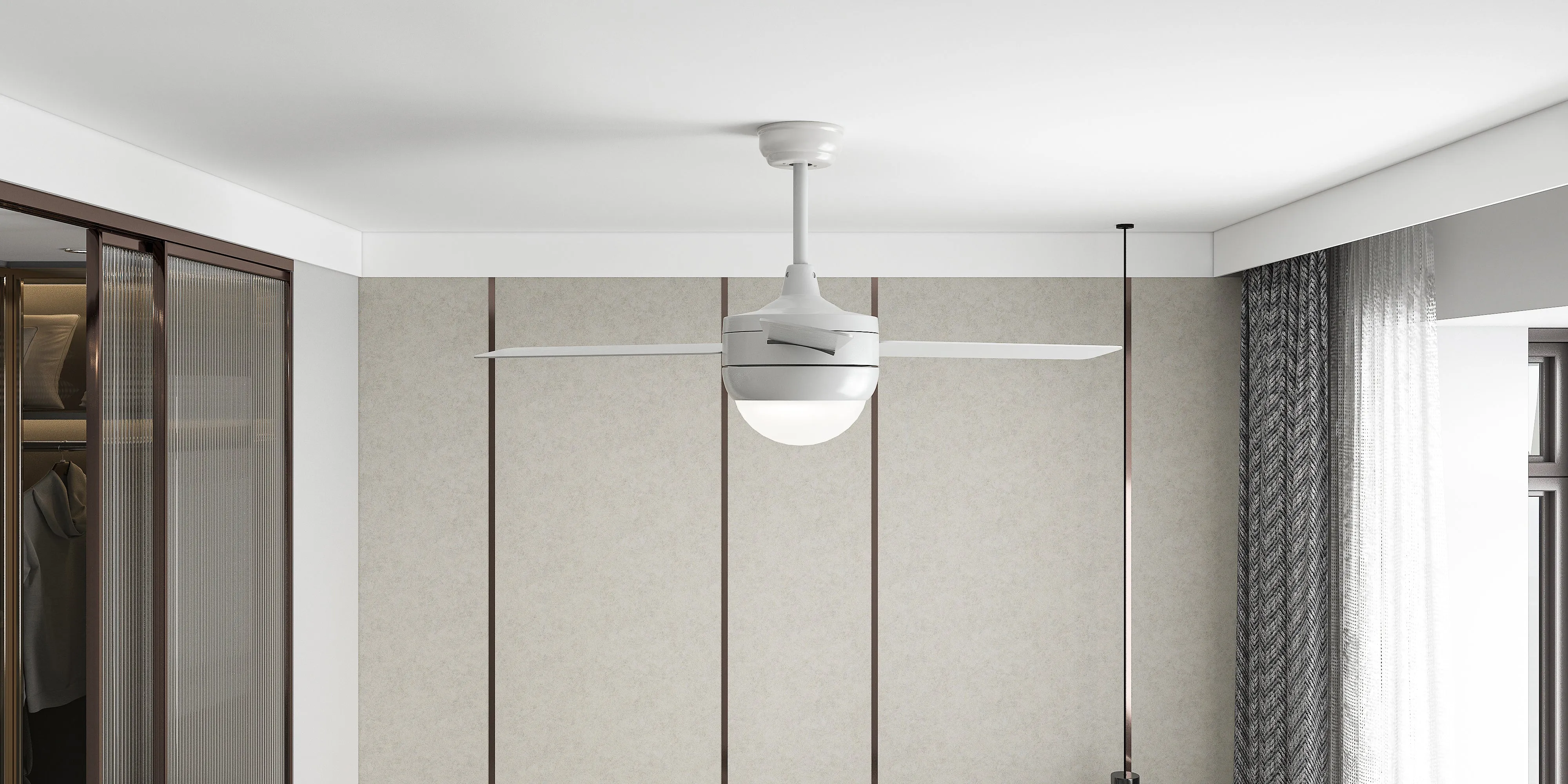 Misty Valley 50in. Modern White Ceiling Fan with Light, Remote Control Quiet Reversible Motor Ceiling Fan For Patio Living Room,