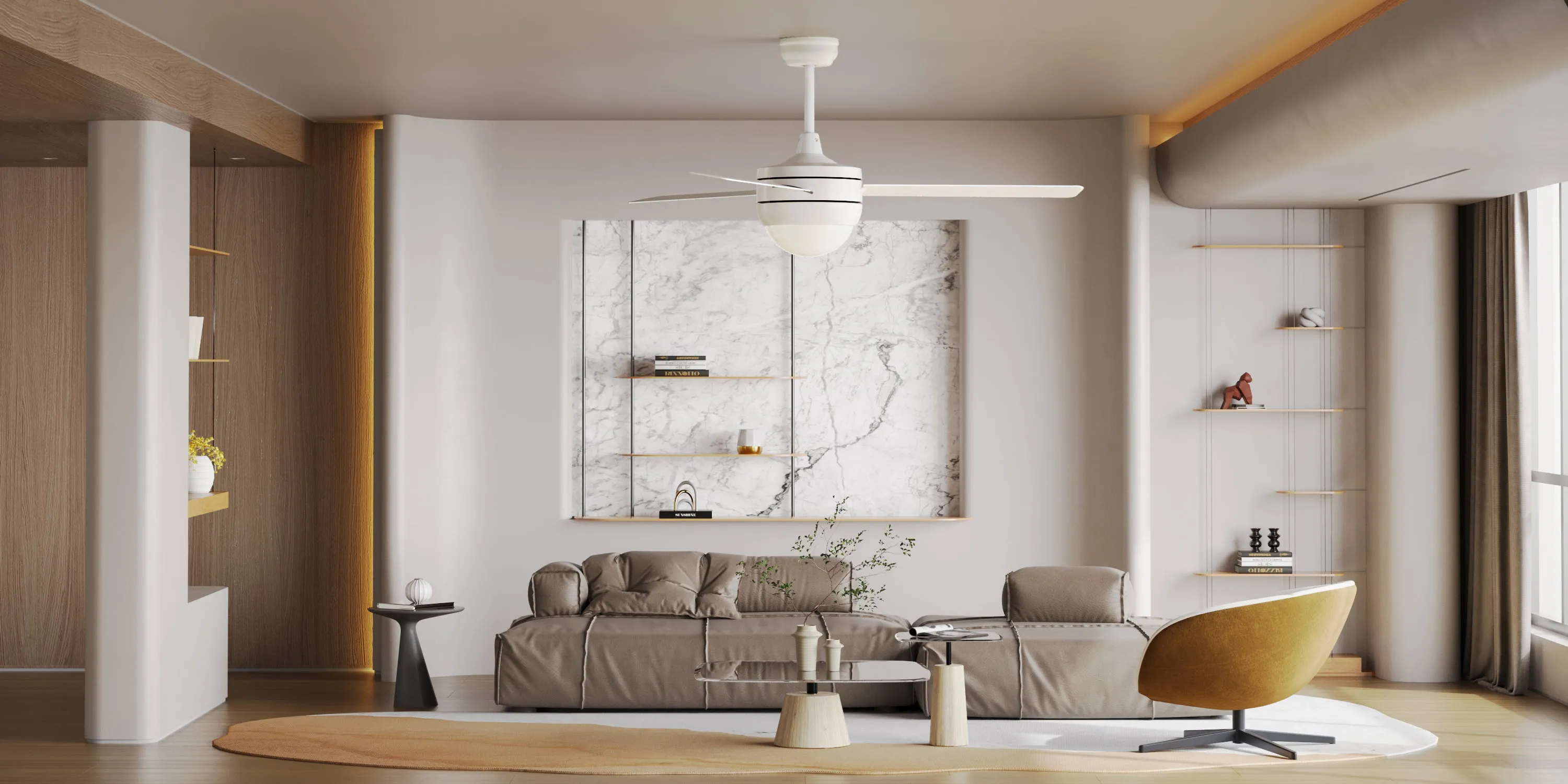 Misty Valley 50in. Modern White Ceiling Fan with Light, Remote Control Quiet Reversible Motor Ceiling Fan For Patio Living Room,