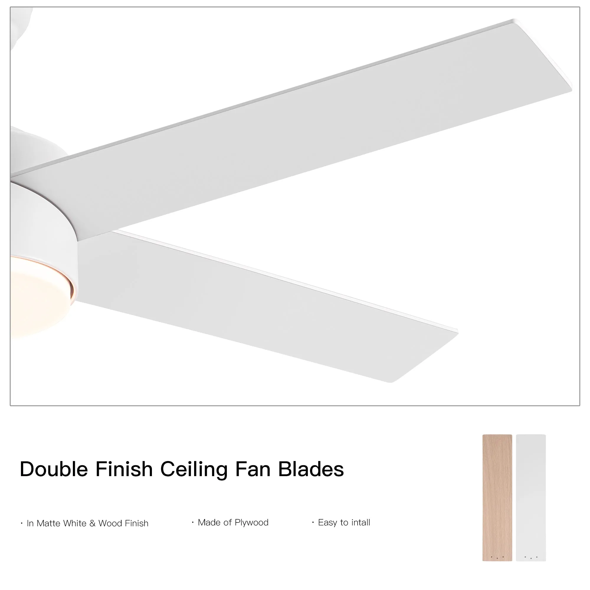 Misty Valley 52 In. LED White Modern Reversible Ceiling Fan, Color-Changing quiet 3-Speed Ceiling Fan