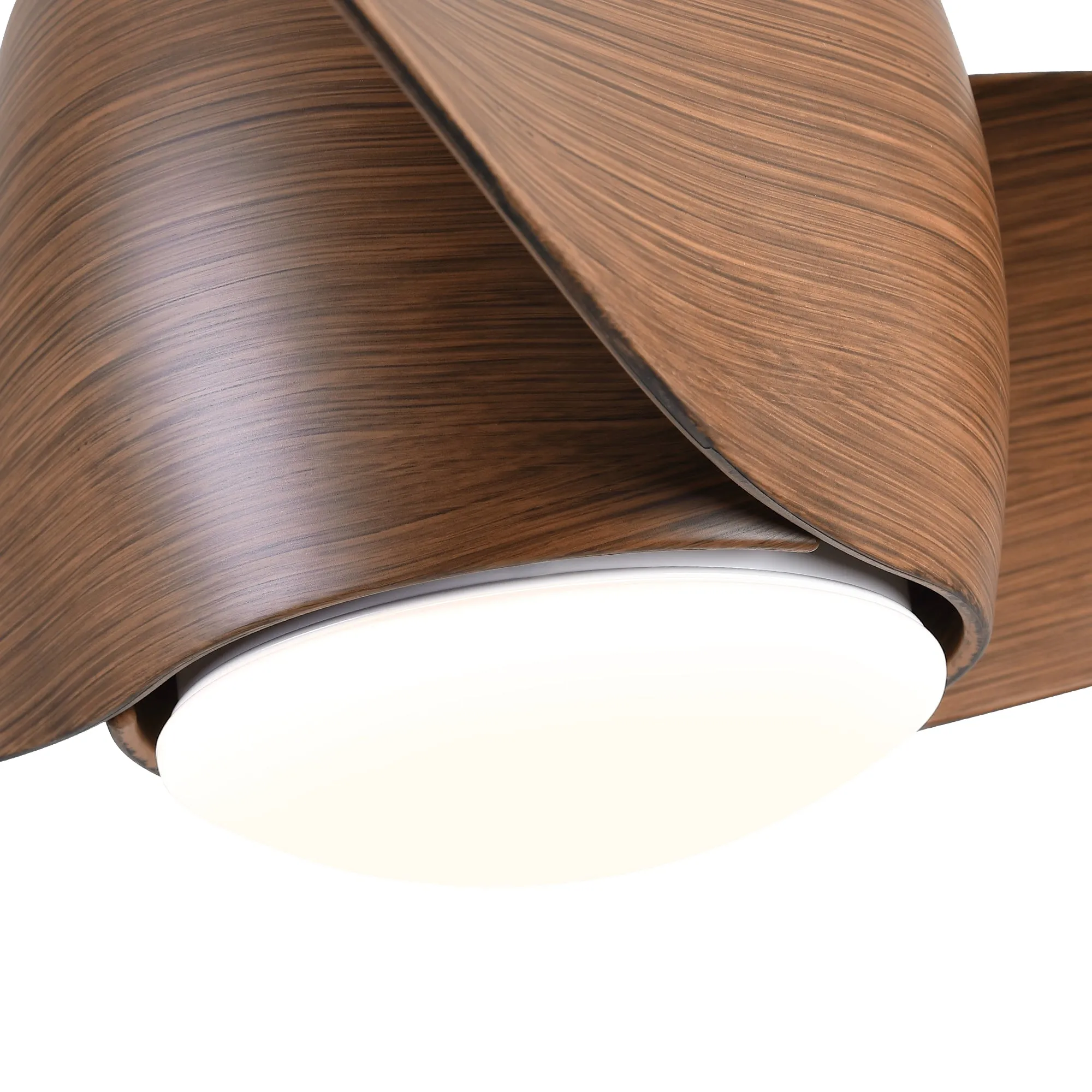 Misty Valley 52in. Integrated LED Modern Brown Ceiling Fan with Light, Wood Grain Blade