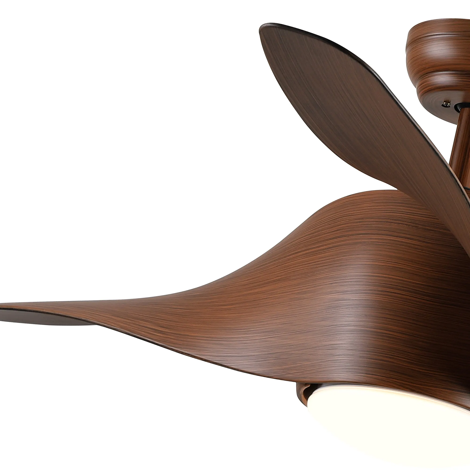 Misty Valley 52in. Integrated LED Modern Brown Ceiling Fan with Light, Wood Grain Blade