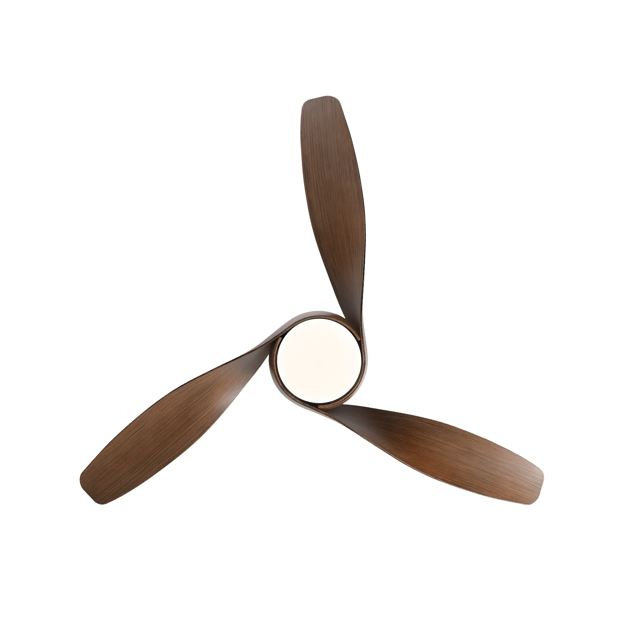 Misty Valley 52in. Integrated LED Modern Brown Ceiling Fan with Light, Wood Grain Blade