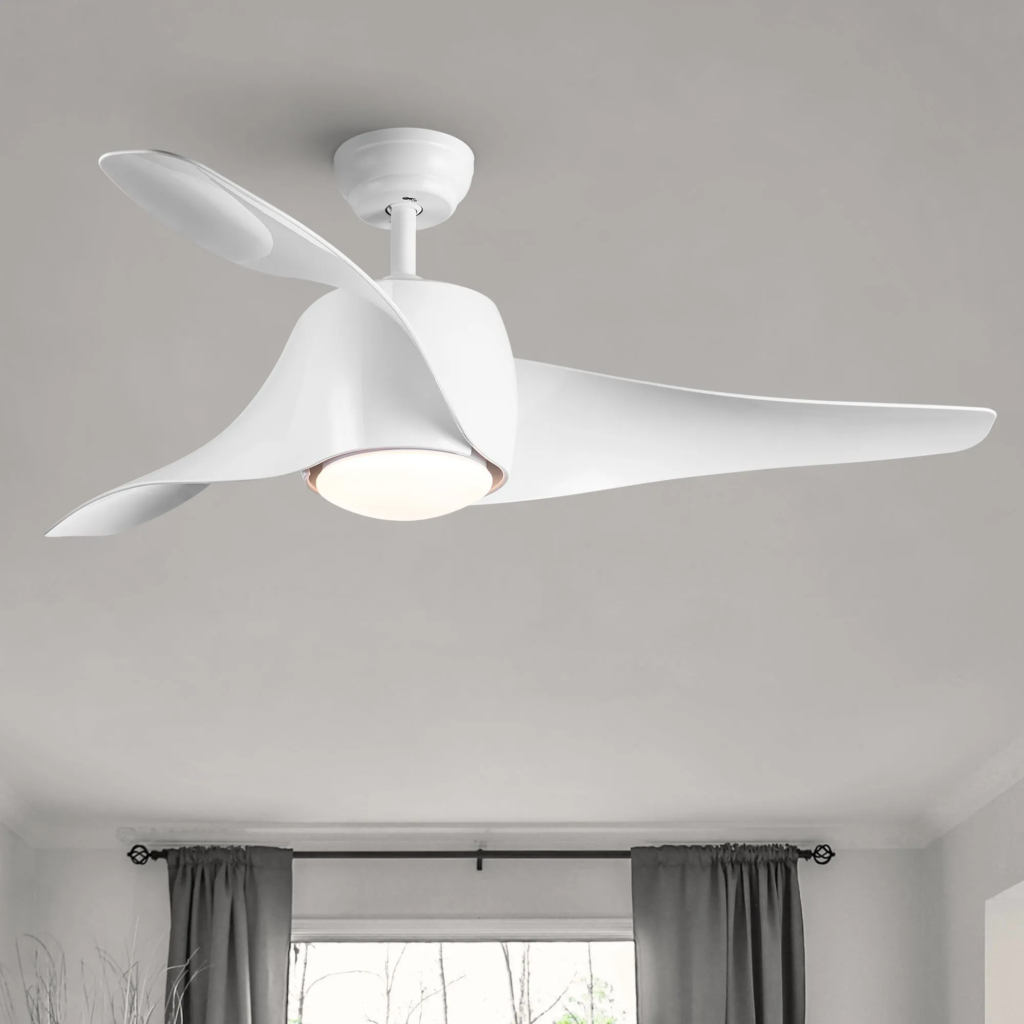 Misty Valley 52in. Integrated LED Modern White Ceiling Fan with Light, ABS Blade Remote Control included