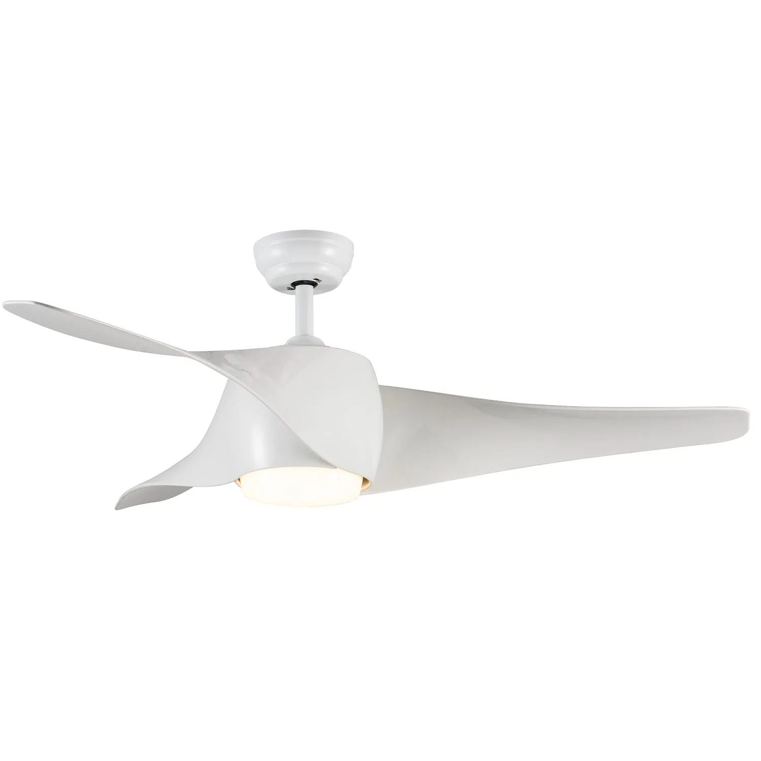 Misty Valley 52in. Integrated LED Modern White Ceiling Fan with Light, ABS Blade Remote Control included