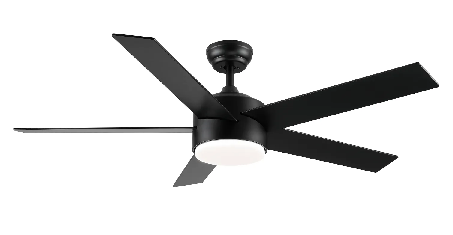 Misty Valley 52in. LED Modern Matte Black Reversible Ceiling Fan with Light,Remote Control Included