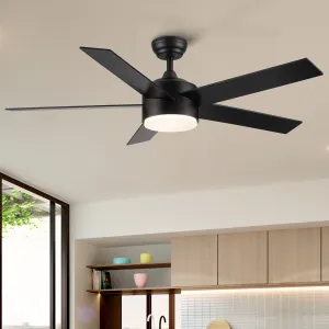 Misty Valley 52in. LED Modern Matte Black Reversible Ceiling Fan with Light,Remote Control Included