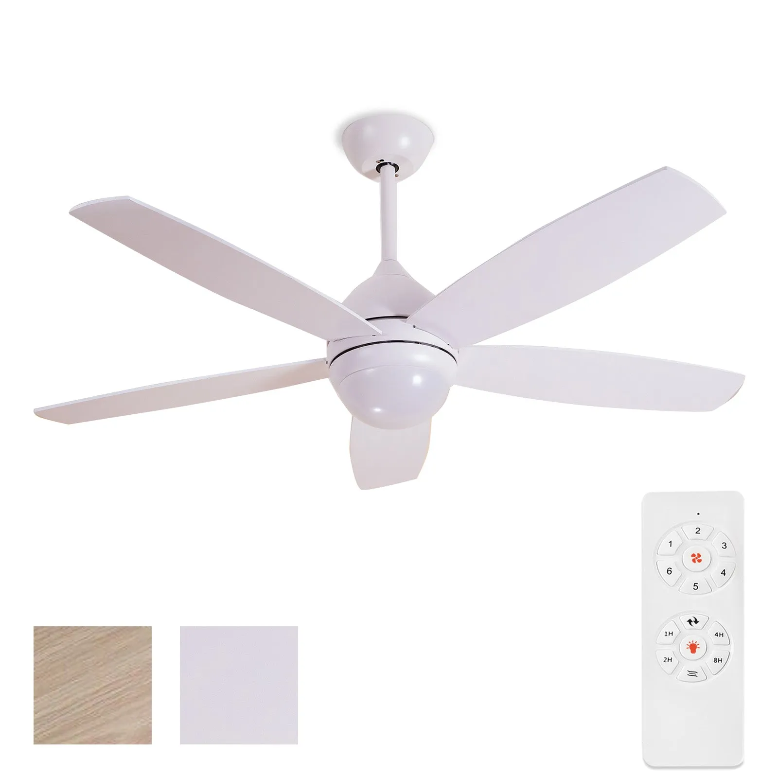 Misty Valley 52in. White Quiet DC Motor Ceiling Fan and Light,  Modern 6-Speed Remote Control Ceiling Fan